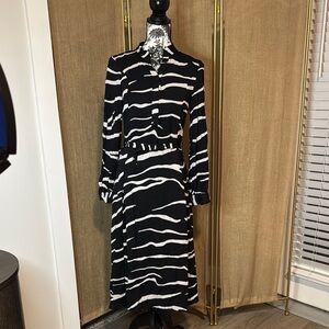 Seventy Shirt Career Black and White Striped Dress sz 10